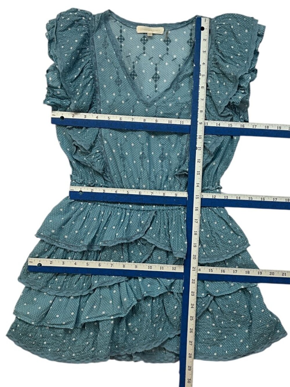 LoveShackFancy Corelli Dress P 00 Blue Bonnet Mini Ruffle Tiered - Picture 7 of 16